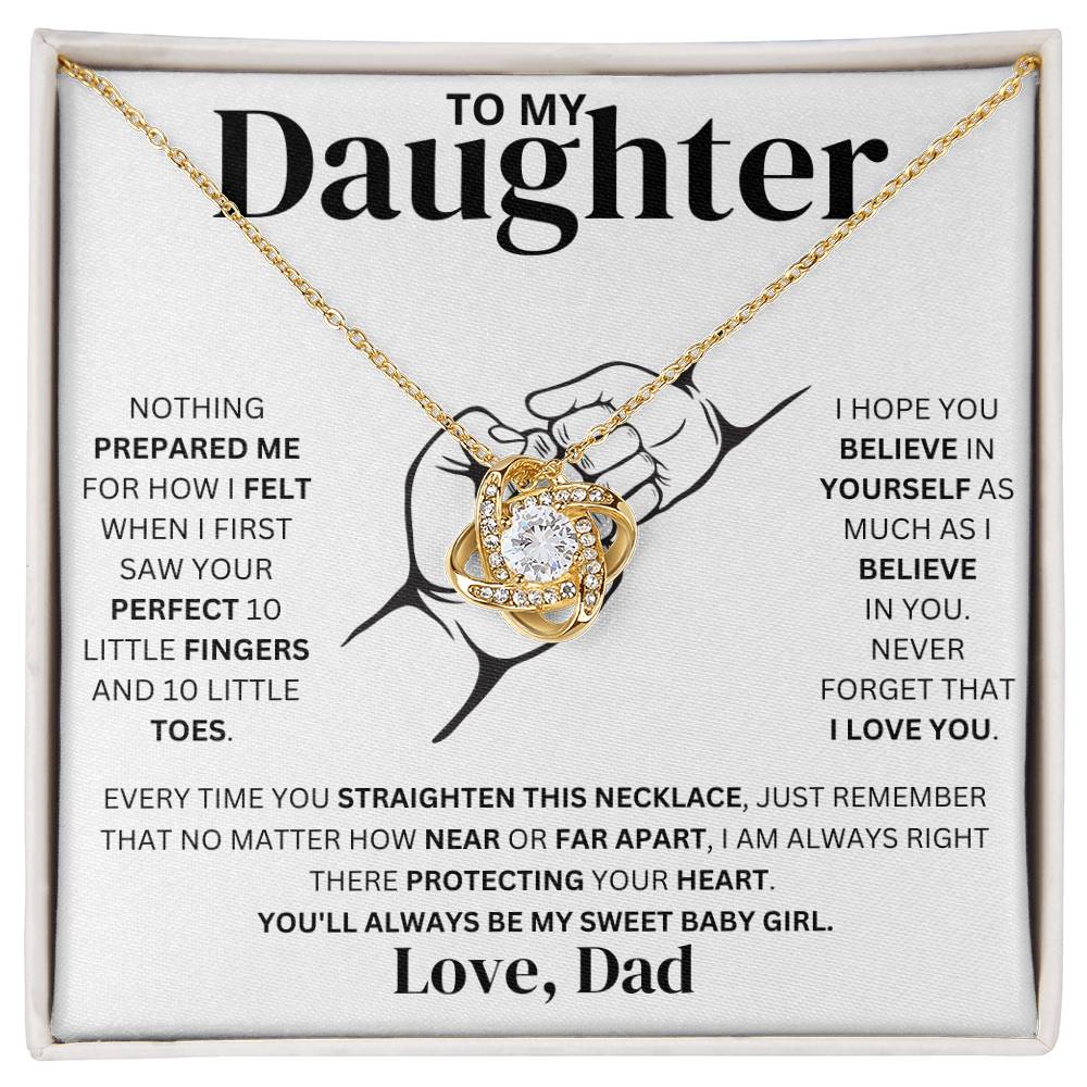 To My Daughter Love Dad Fist Bump- Love Knot Necklace