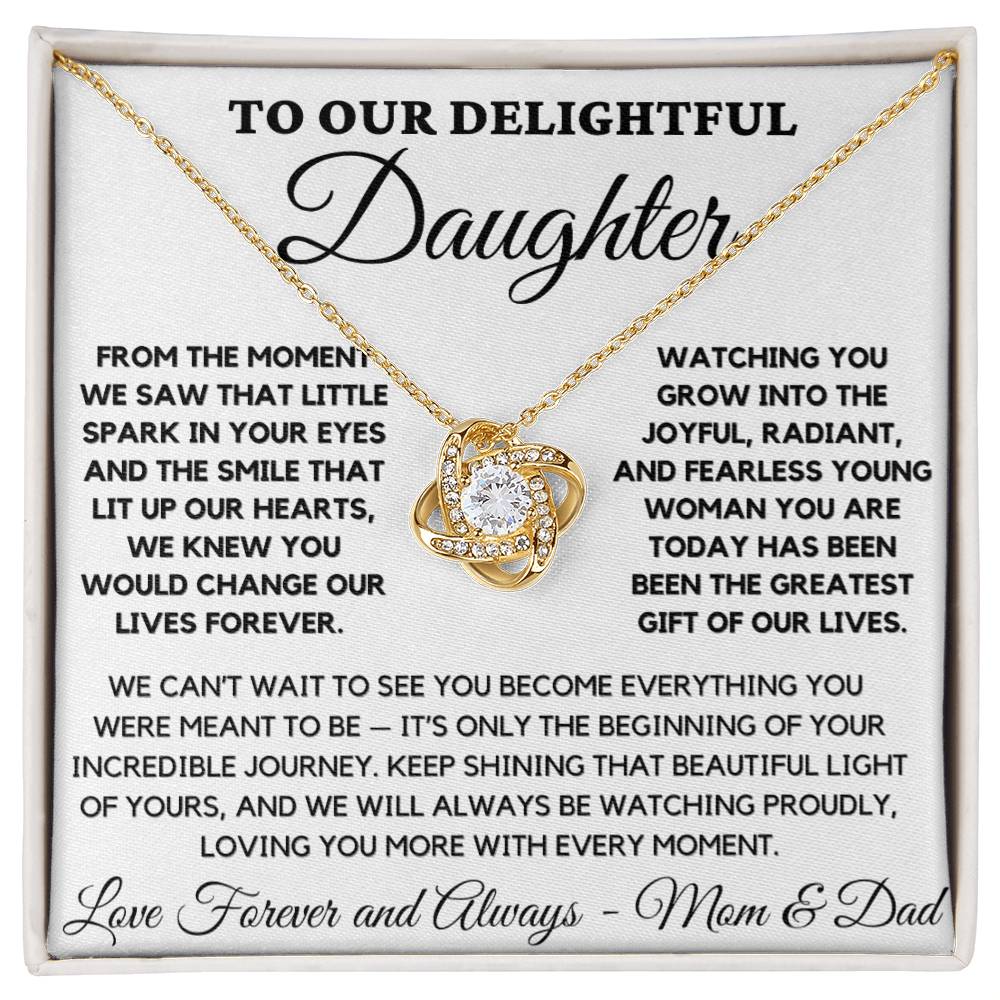 To Our Delightful Daughter - Love Knot Necklace from Mom & Dad