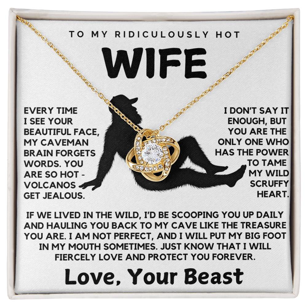 To My Ridiculously Hot Wife Love Your Beast Funny Love Knot Necklace from Husband