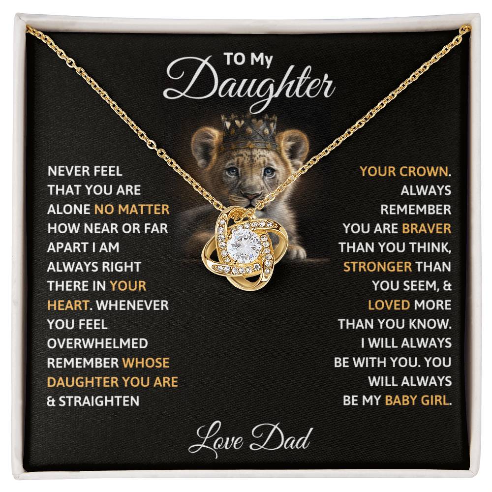 Lion To Daughter Love Dad - Love Knot Necklace