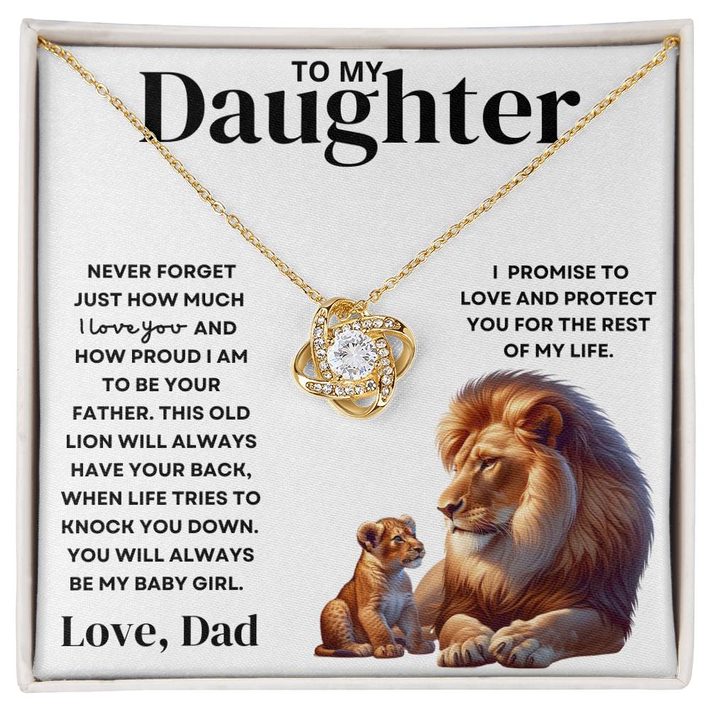 To My Daughter Love Dad - Old Lion Love Knot Necklace