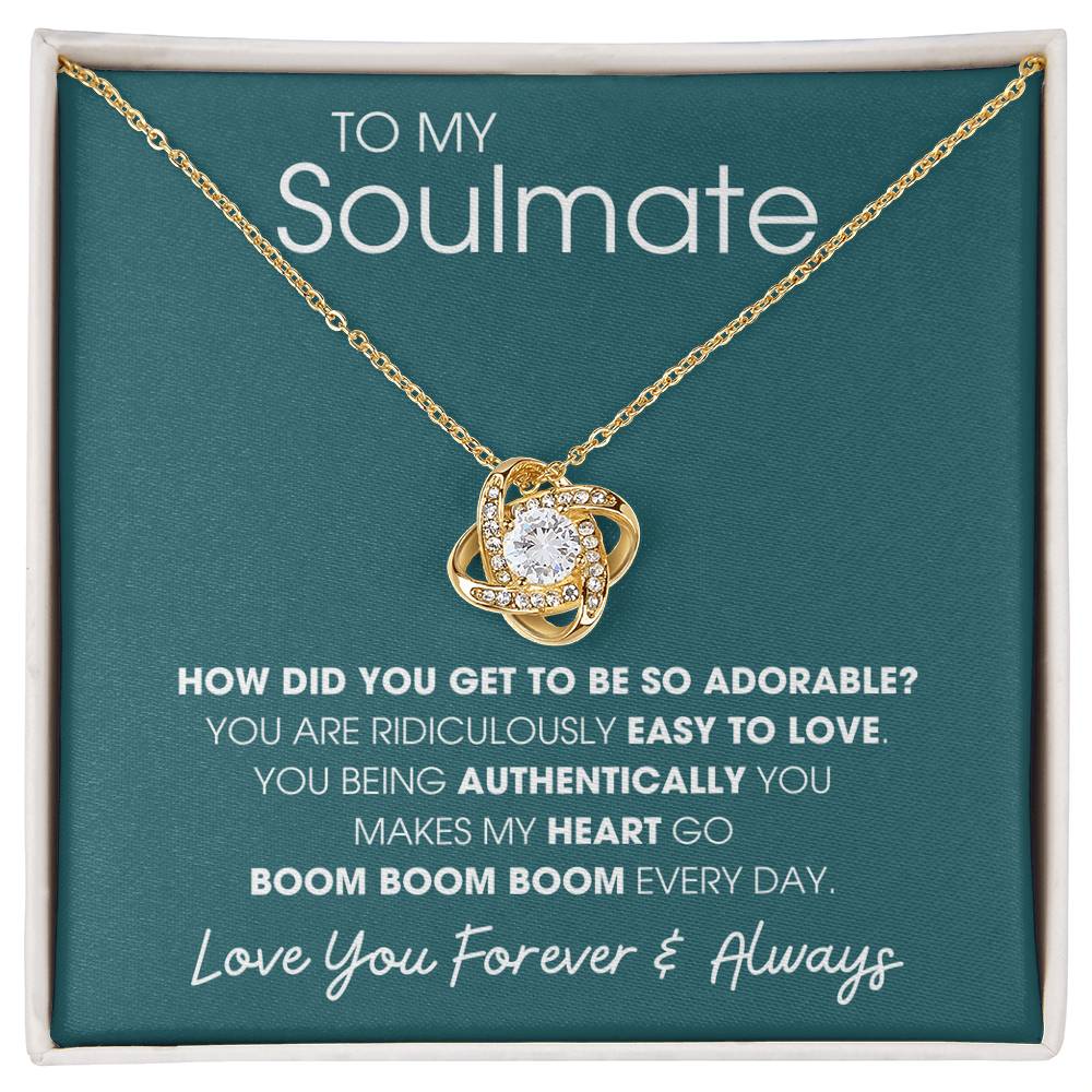 To My Soulmate Heart Goes Boom Boom Boom - Love Knot Necklace