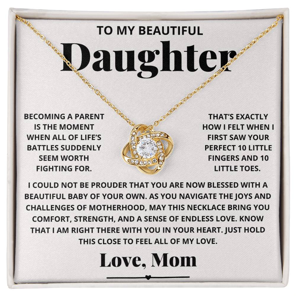 To New Mom Daughter from Mom - Love Knot Necklace