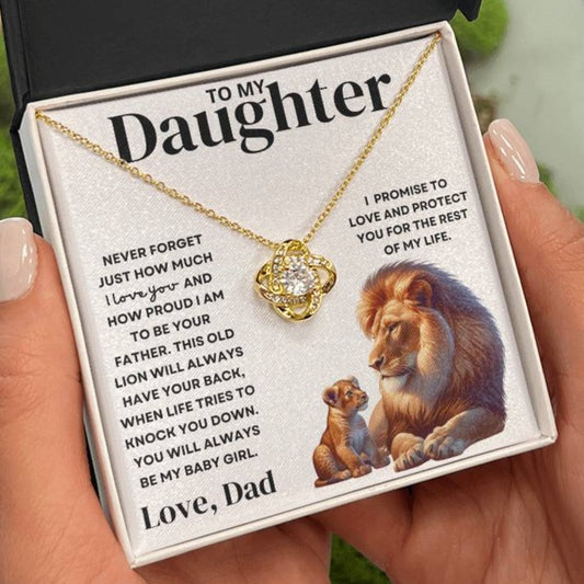 To My Daughter Love Dad - Old Lion Love Knot Necklace