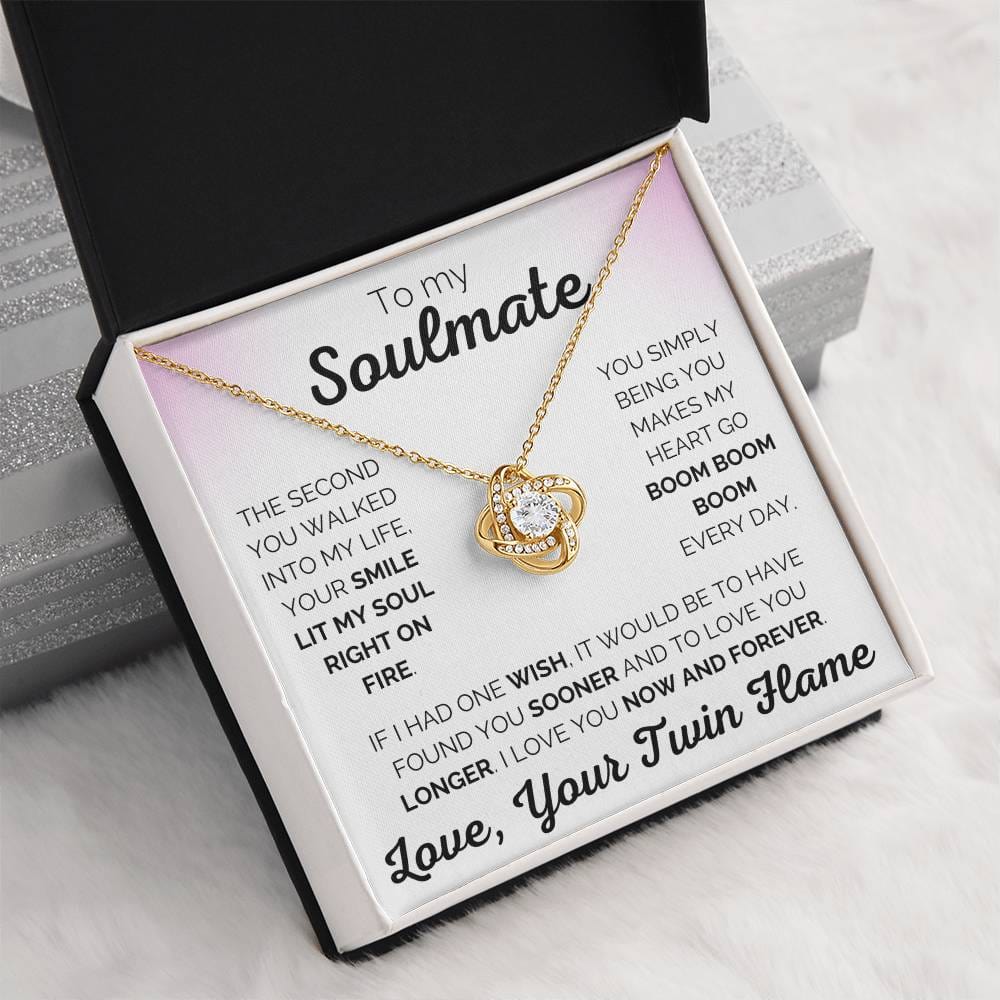 Twin Flame Soulmate Blush Love You Now and Forever - Love Knot Necklace