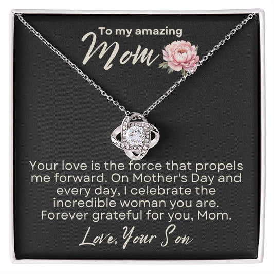 Mother's Day Love Knot Necklace Gift from Son to Mom