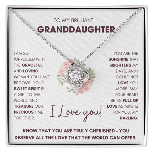 To My Brilliant Granddaughter From Grandmother - Love Knot Necklace