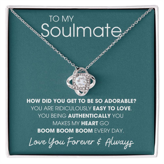 To My Soulmate Heart Goes Boom Boom Boom - Love Knot Necklace