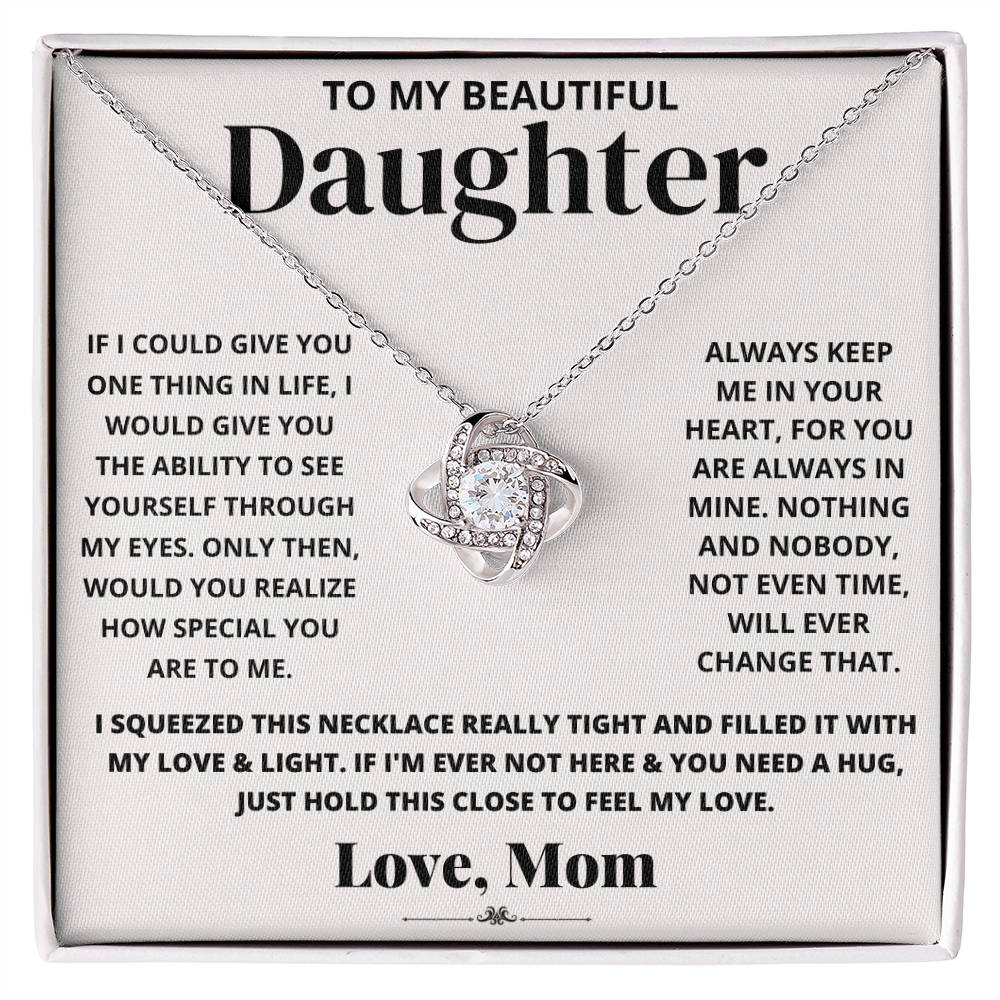 To My Beautiful Daughter Love Mom - Love Knot Necklace