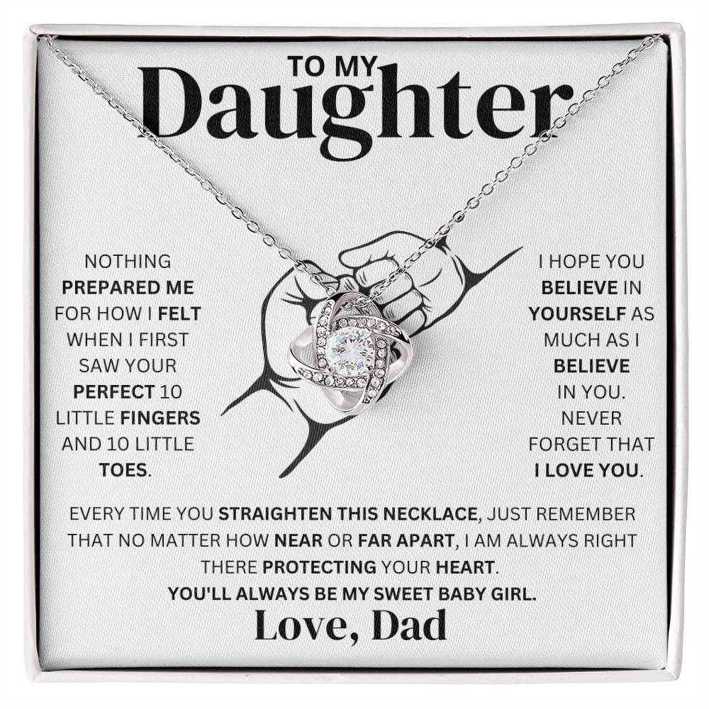 To My Daughter Love Dad Fist Bump- Love Knot Necklace