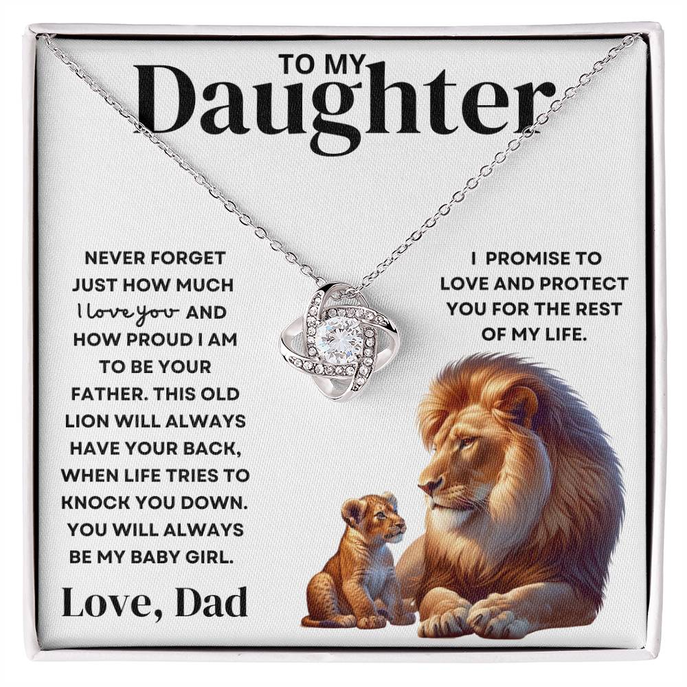 To My Daughter Love Dad - Old Lion Love Knot Necklace