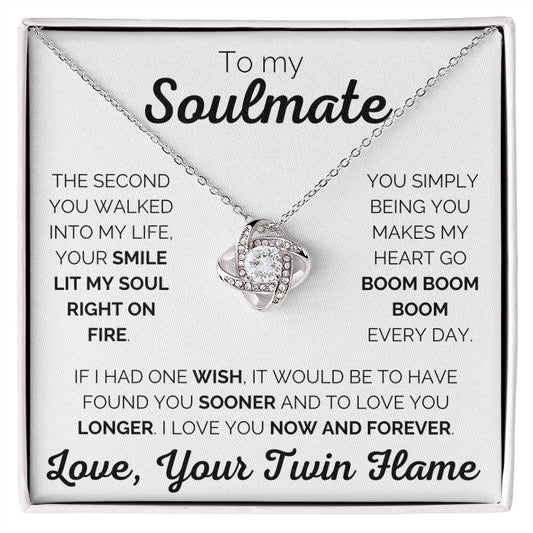 To My Soulmate Lit My Soul on Fire Twin Flame - Love Knot Necklace