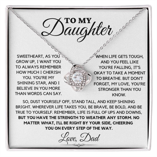 To My Daughter Love Dad - Weather the Storm Love Knot Necklace