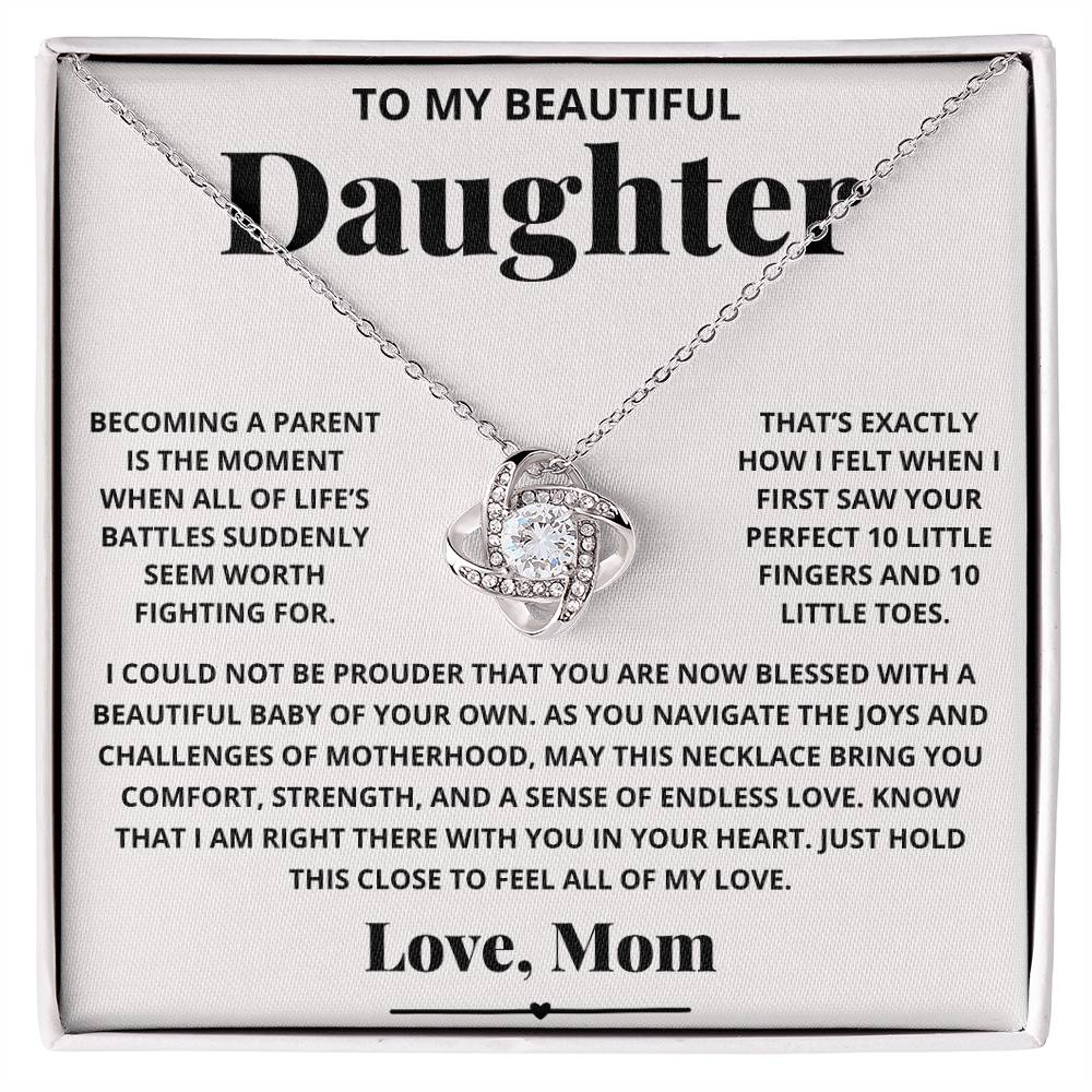 To New Mom Daughter from Mom - Love Knot Necklace