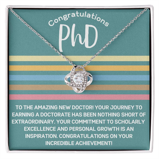 Graduation Gift from Parents to PhD Doctoral Grad - Retro Circle Love Knot Necklace