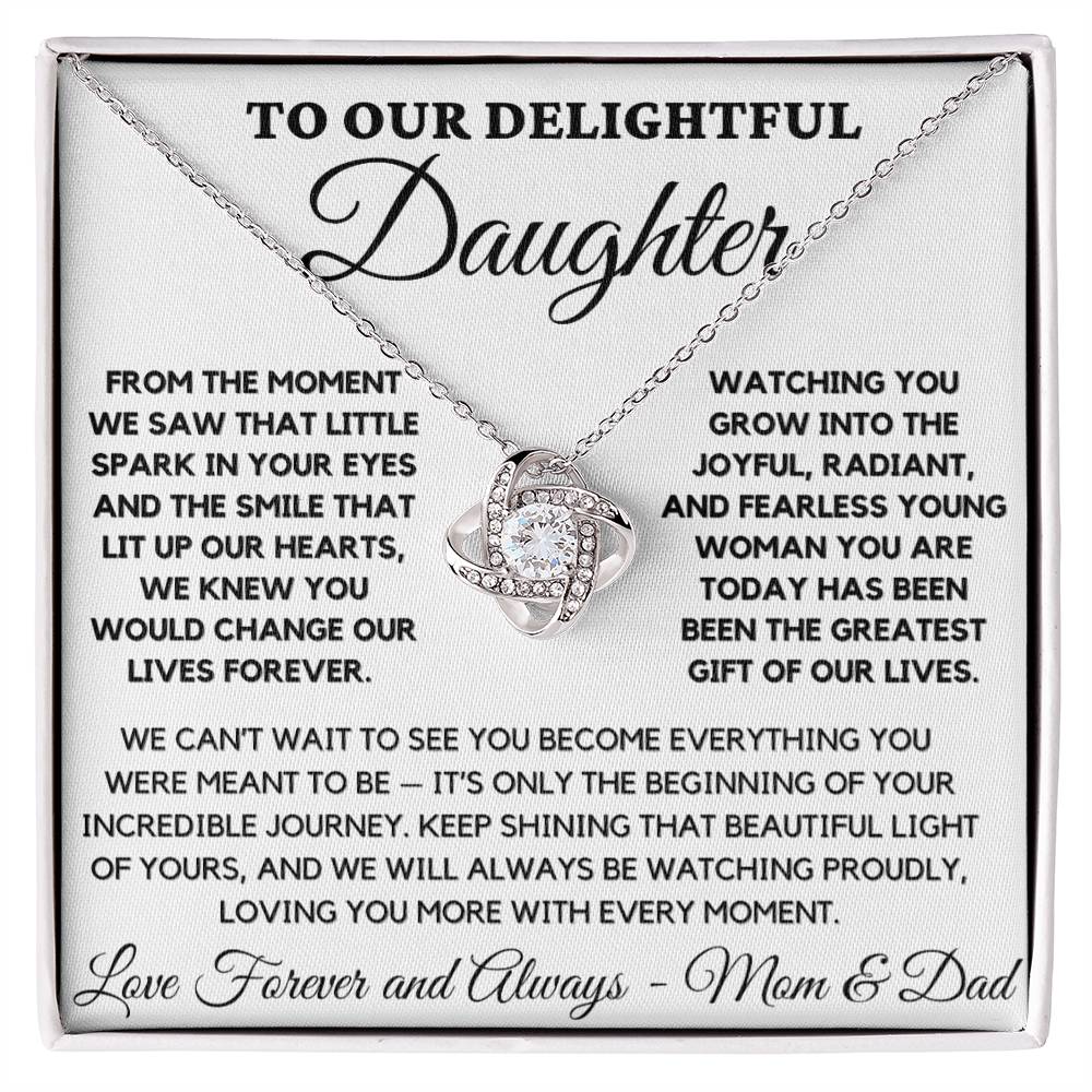 To Our Delightful Daughter - Love Knot Necklace from Mom & Dad