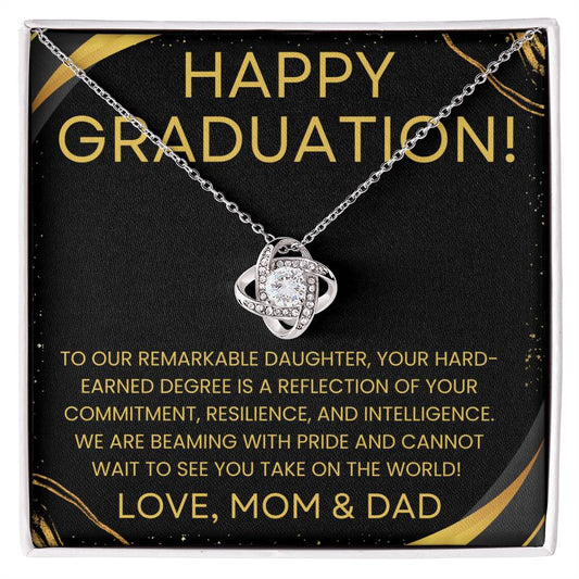 Happy Graduation from Proud Parents - Love Knot Necklace special grad gift for daughter 