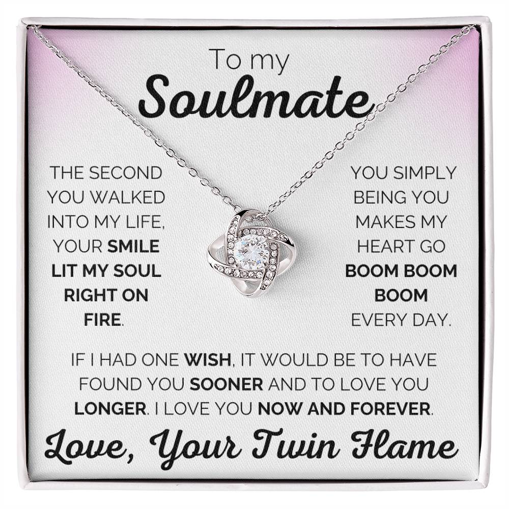 Twin Flame Soulmate Blush Love You Now and Forever - Love Knot Necklace