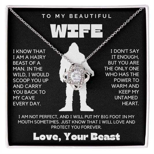 To My Beautiful Wife - Hairy Beast Love Knot Necklace