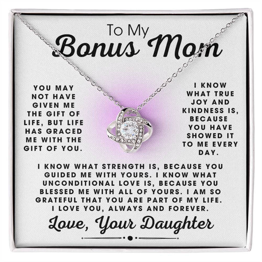 To My Bonus Mom Love Daughter - Love Knot Necklace