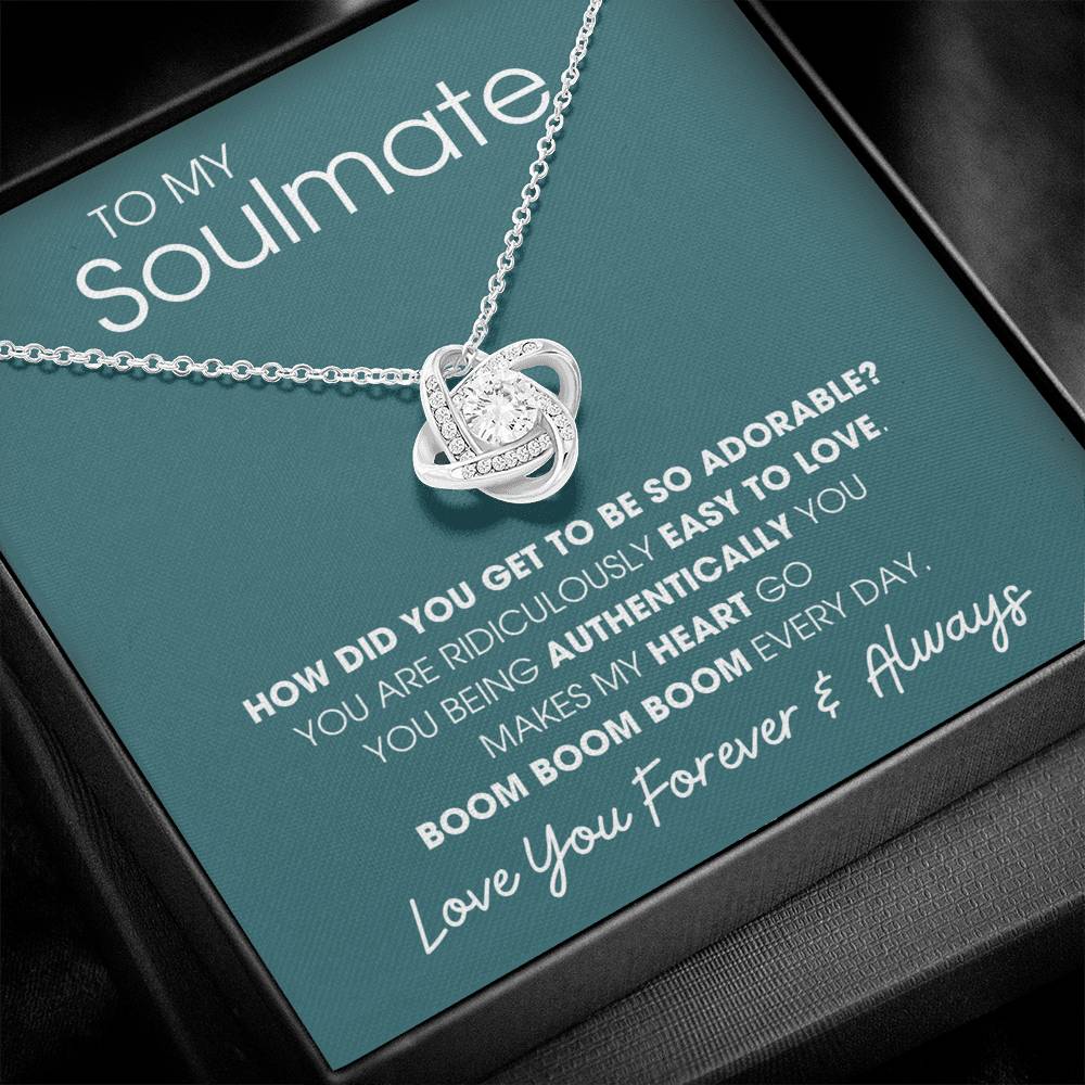 To My Soulmate Heart Goes Boom Boom Boom - Love Knot Necklace