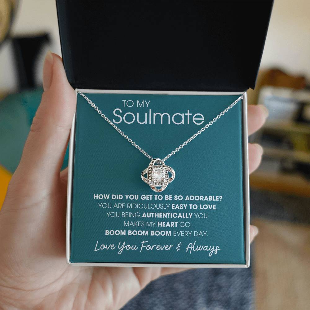 To My Soulmate Heart Goes Boom Boom Boom - Love Knot Necklace