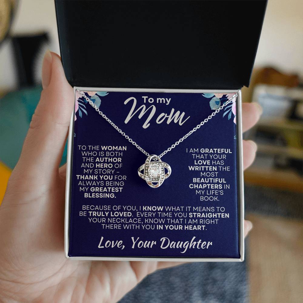 To My Mom Love Daughter - Love Knot Necklace