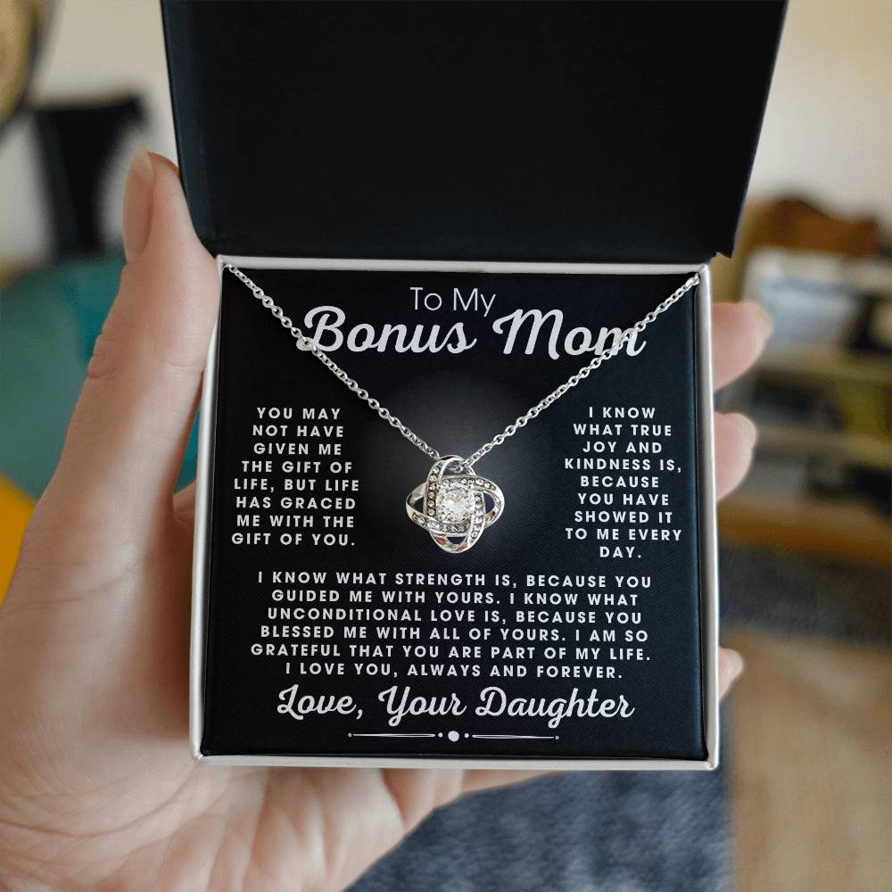 To My Bonus Mom Love Daughter - Love Knot Necklace