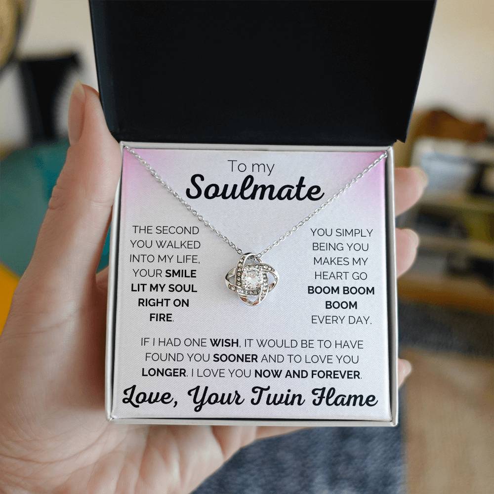 Twin Flame Soulmate Blush Love You Now and Forever - Love Knot Necklace