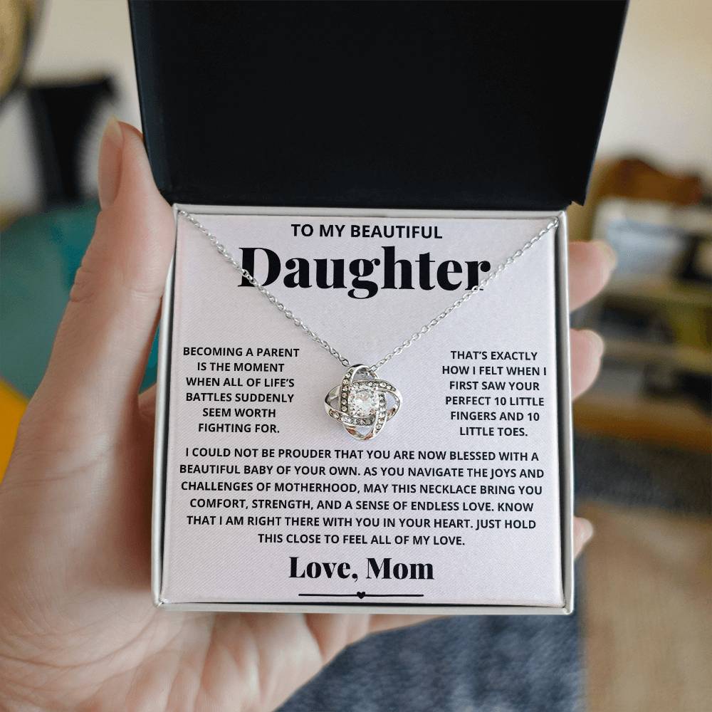 To New Mom Daughter from Mom - Love Knot Necklace