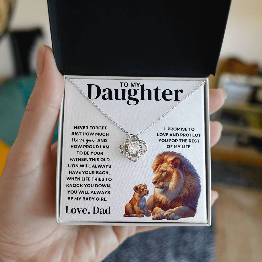 To My Daughter Love Dad - Old Lion Love Knot Necklace