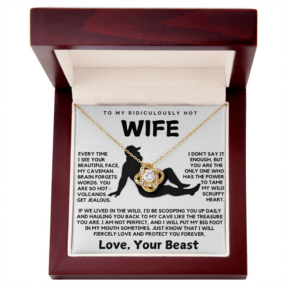 To My Ridiculously Hot Wife Love Your Beast Funny Love Knot Necklace from Husband