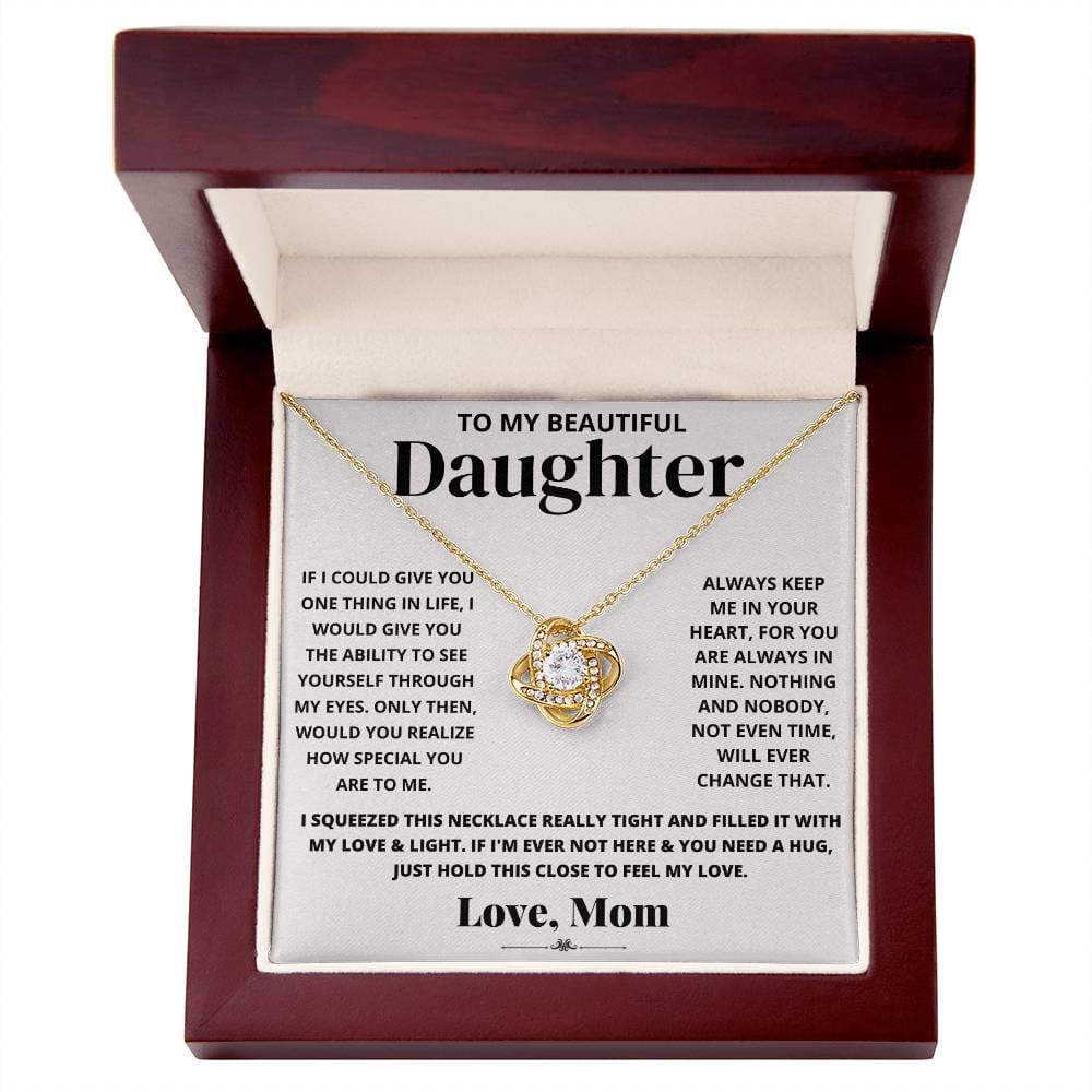 To My Beautiful Daughter Love Mom - Love Knot Necklace