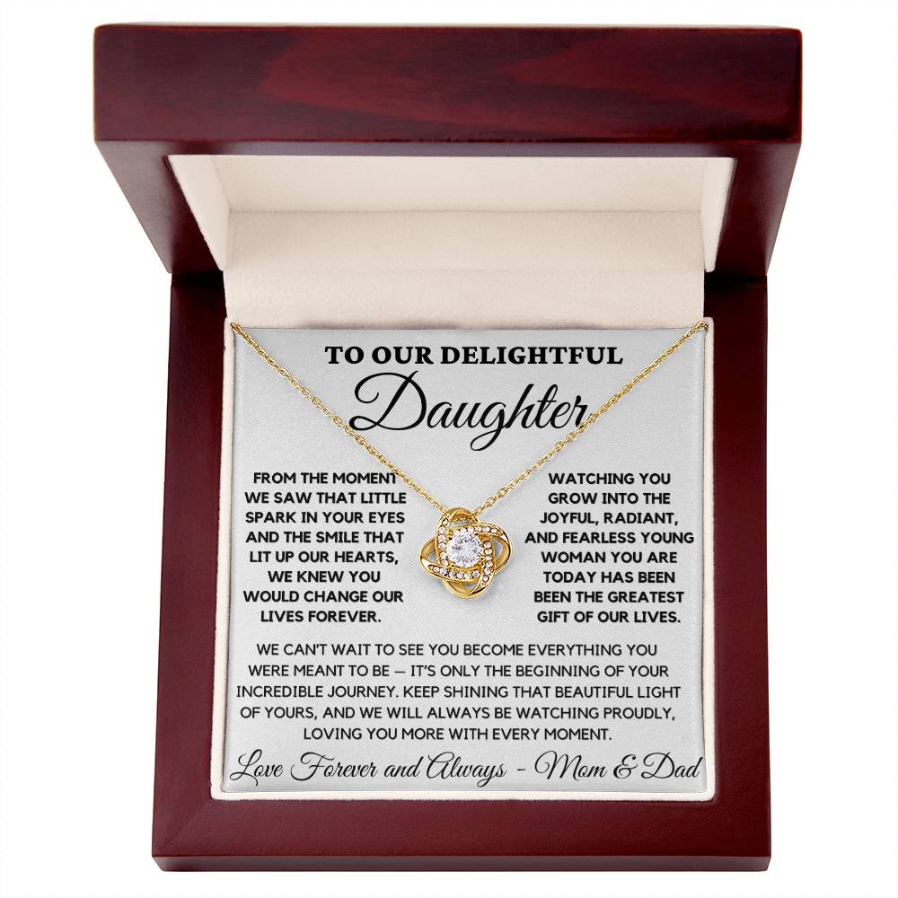 To Our Delightful Daughter - Love Knot Necklace from Mom & Dad