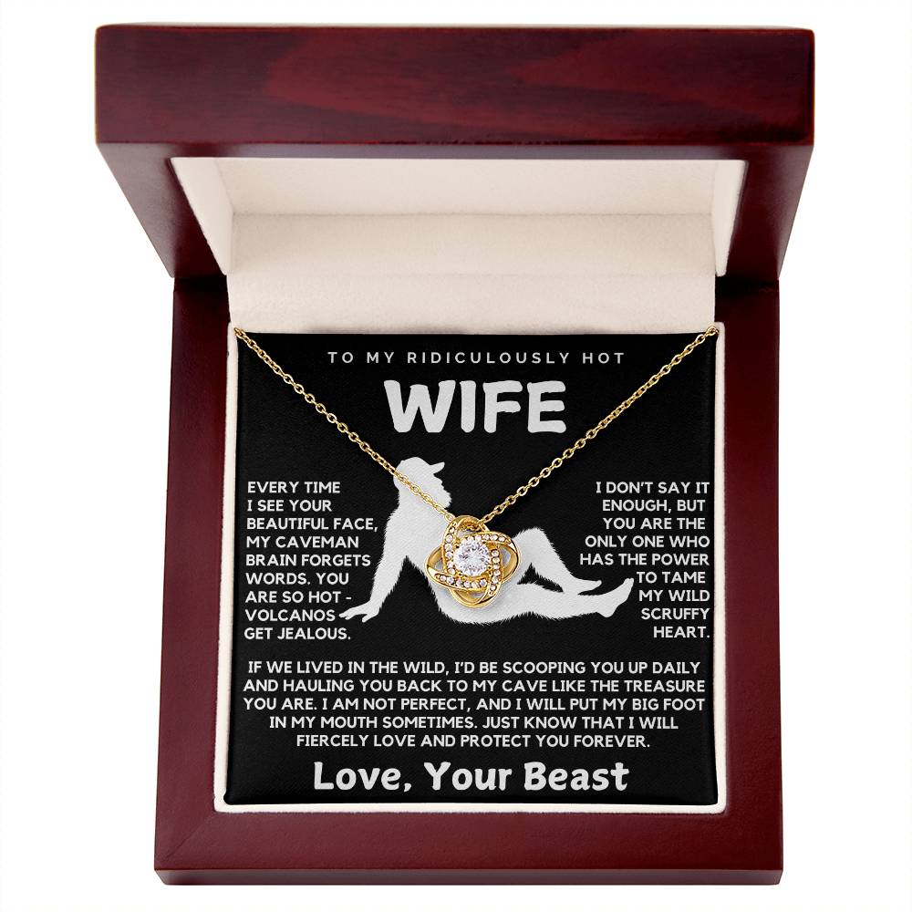 To My Ridiculously Hot Wife Love Your Beast Funny Love Knot Necklace from Husband