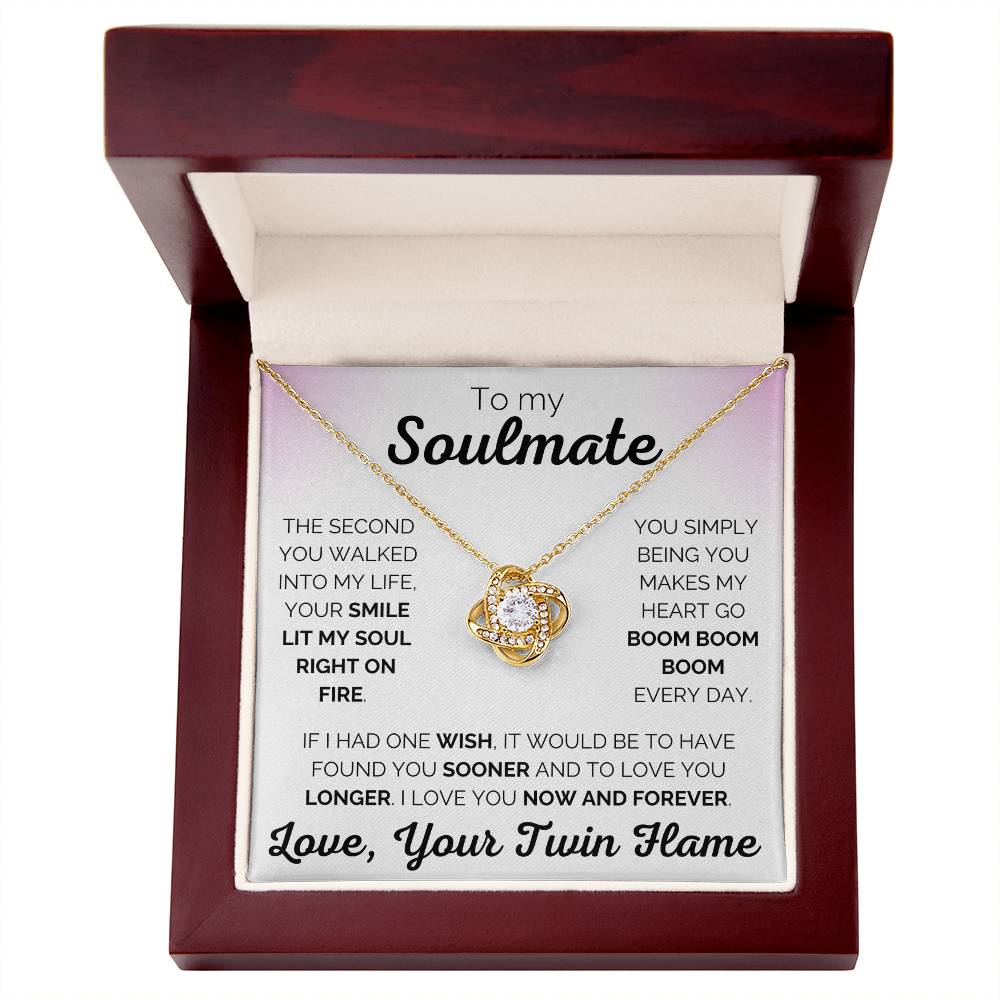 Twin Flame Soulmate Blush Love You Now and Forever - Love Knot Necklace