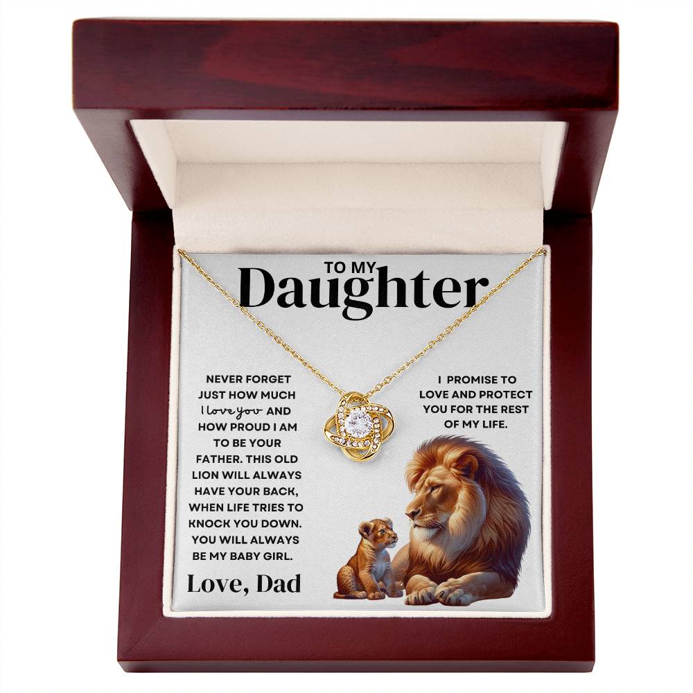 To My Daughter Love Dad - Old Lion Love Knot Necklace