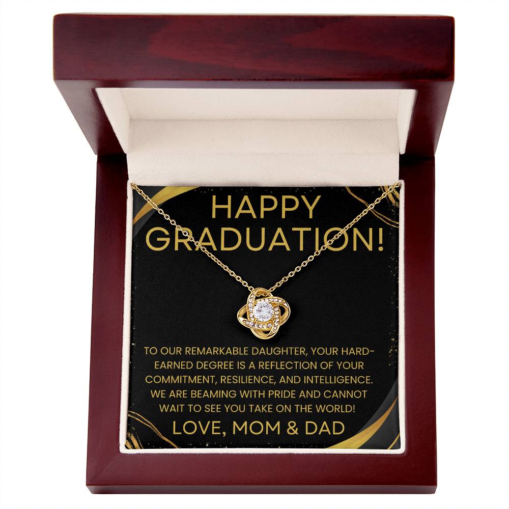 Happy Graduation from Proud Parents - Love Knot Necklace special grad gift for daughter 