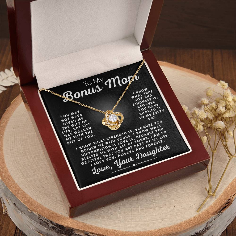 To My Bonus Mom Love Daughter - Love Knot Necklace