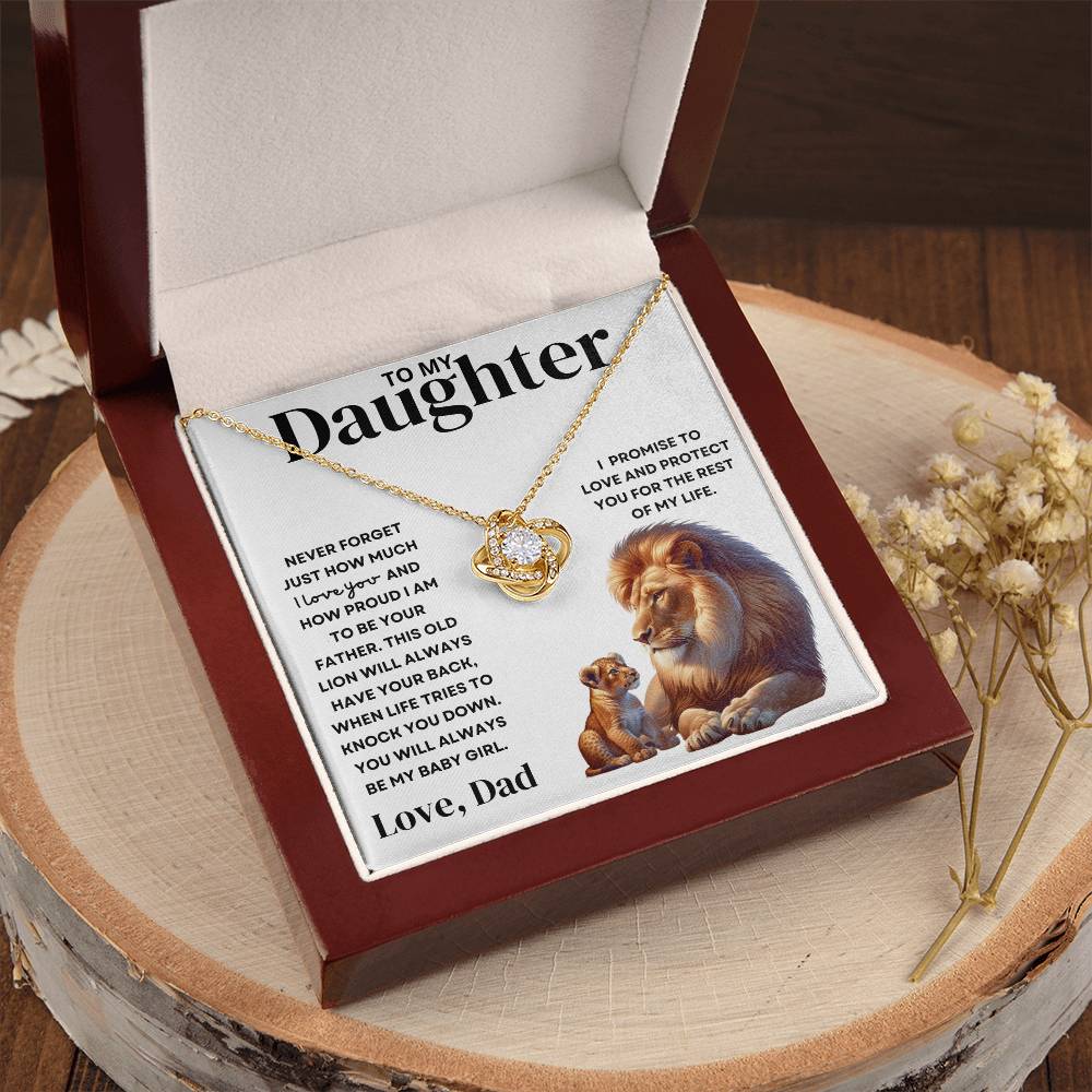 To My Daughter Love Dad - Old Lion Love Knot Necklace