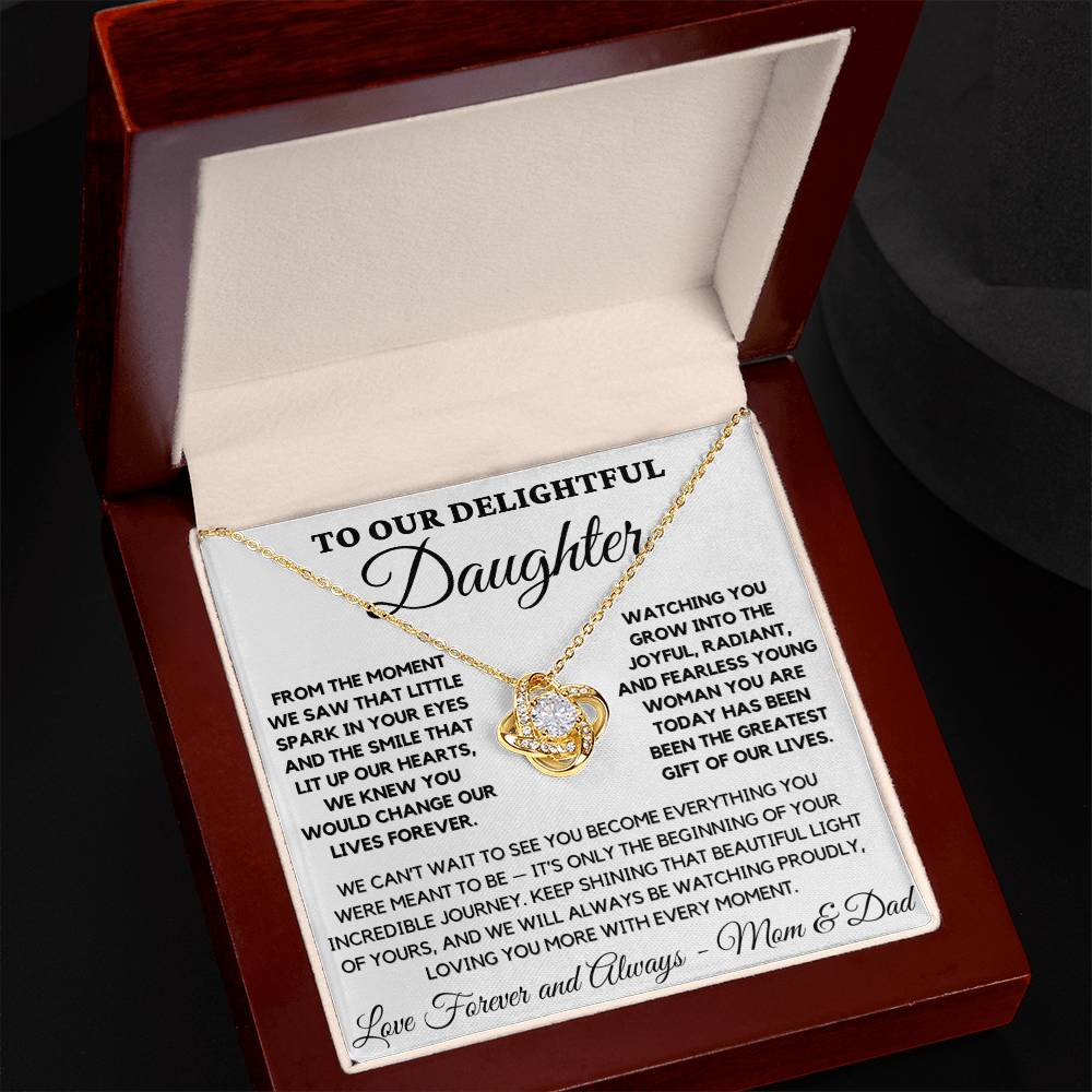 To Our Delightful Daughter - Love Knot Necklace from Mom & Dad