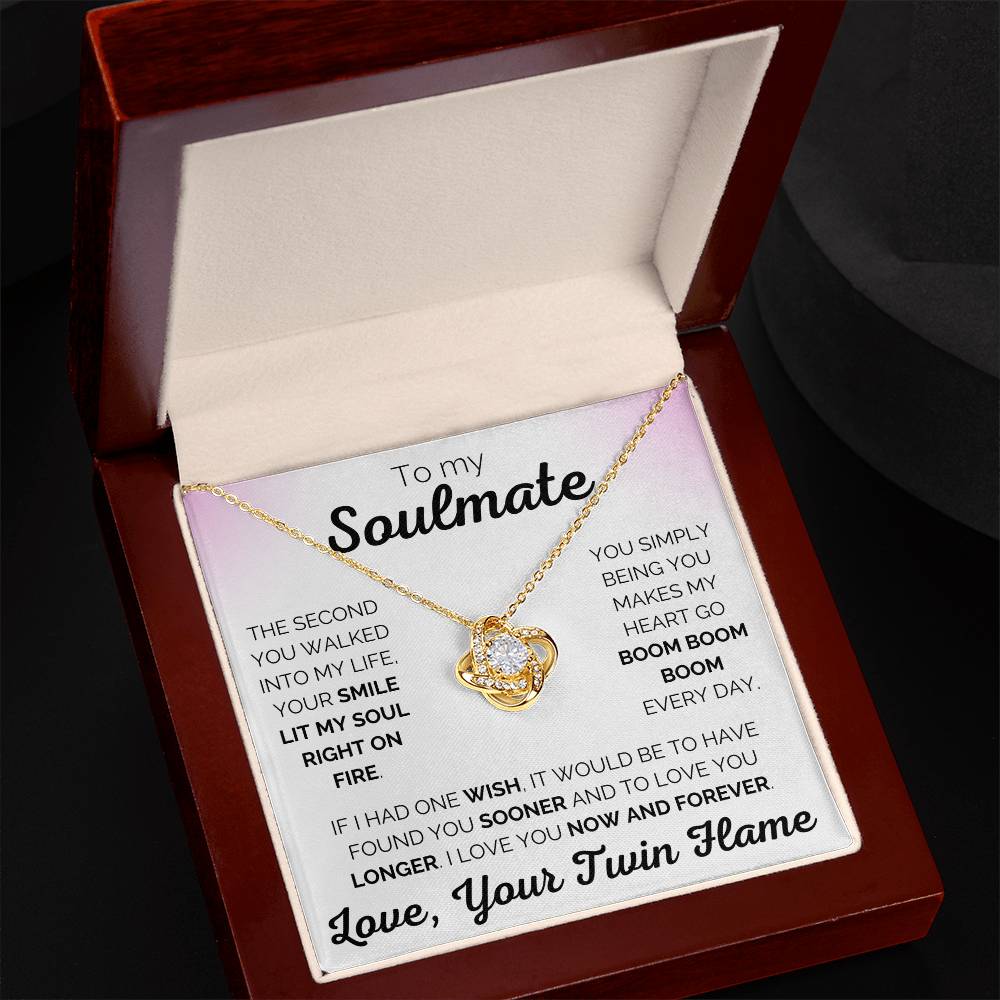 Twin Flame Soulmate Blush Love You Now and Forever - Love Knot Necklace