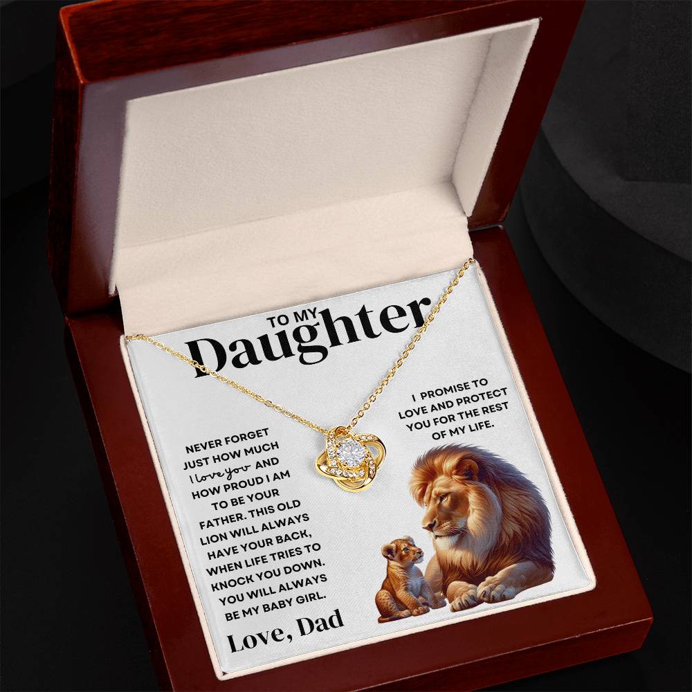 To My Daughter Love Dad - Old Lion Love Knot Necklace