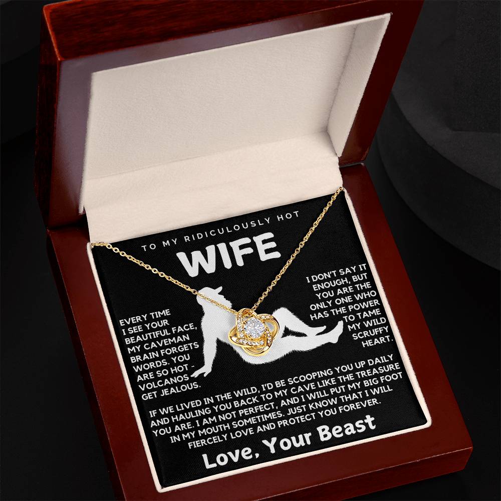 To My Ridiculously Hot Wife Love Your Beast Funny Love Knot Necklace from Husband