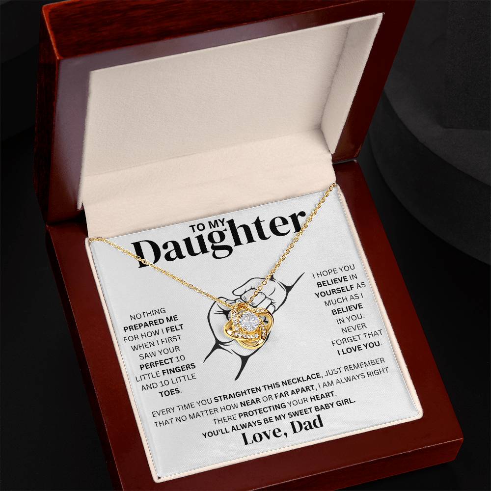 To My Daughter Love Dad Fist Bump- Love Knot Necklace