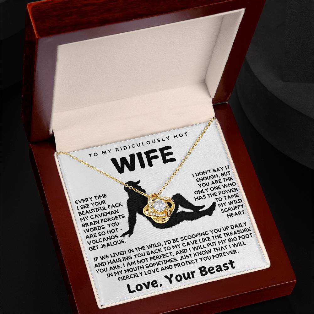 To My Ridiculously Hot Wife Love Your Beast Funny Love Knot Necklace from Husband