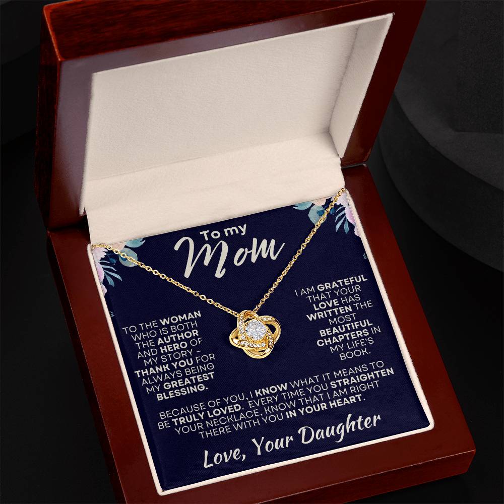 To My Mom Love Daughter - Love Knot Necklace