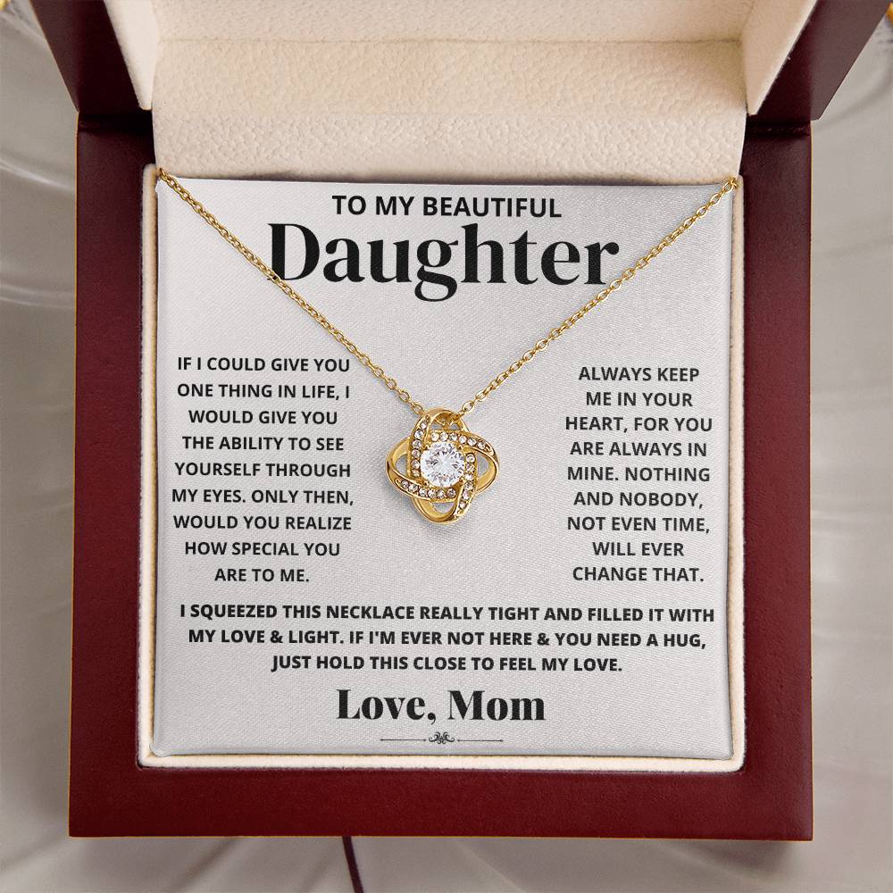 To My Beautiful Daughter Love Mom - Love Knot Necklace