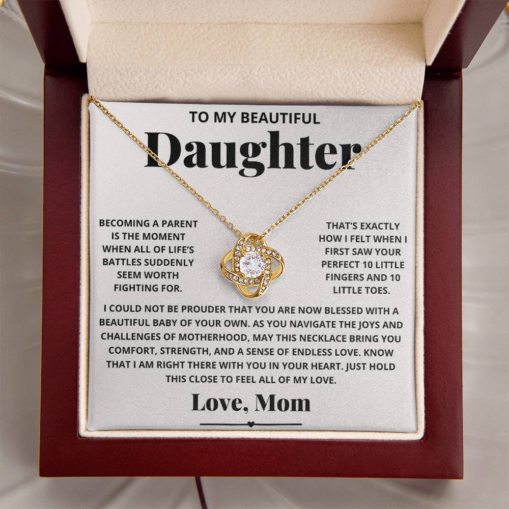 To New Mom Daughter from Mom - Love Knot Necklace