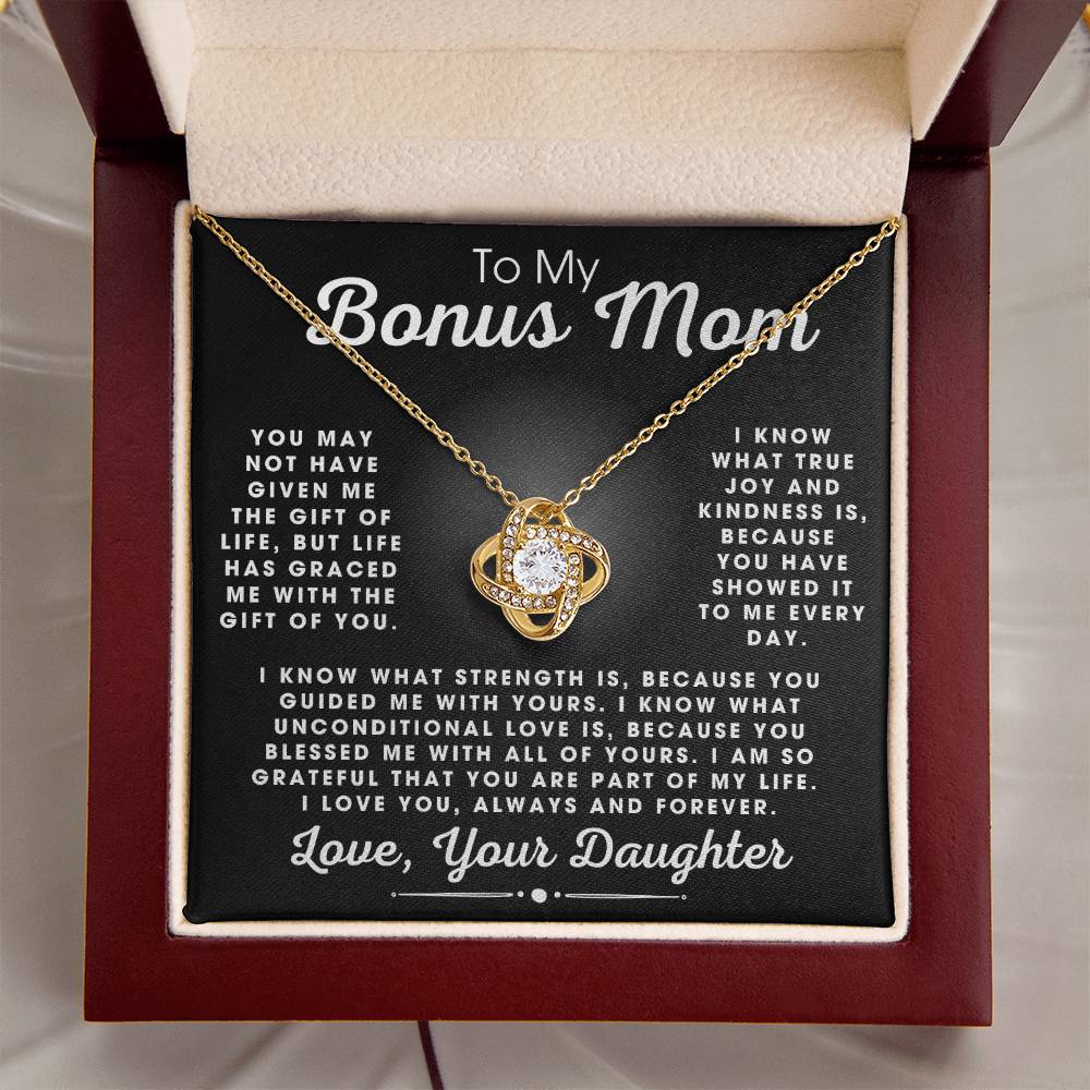 To My Bonus Mom Love Daughter - Love Knot Necklace